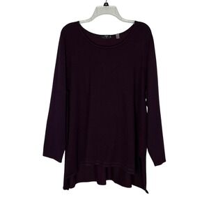 Tahari Woman Plum Purple Long Sleeve Tunic Top Plus Size 3X Minimalist Timeless
